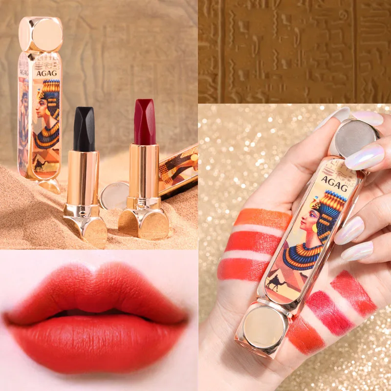 

Модная матовая губная помада 6 цветов в 1 с двойной головкой в стиле ретро, объемный дизайн, водостойкая, без прилипания, стойкая Женская Сексуальная губная помада для макияжа
