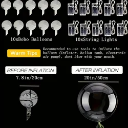 LED Luminous Transparent Balloons for Celebrations and Special Occasions (As Picture)