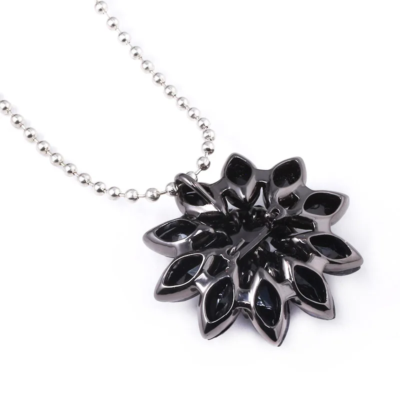 dahlia crystal black dahlia flower necklace