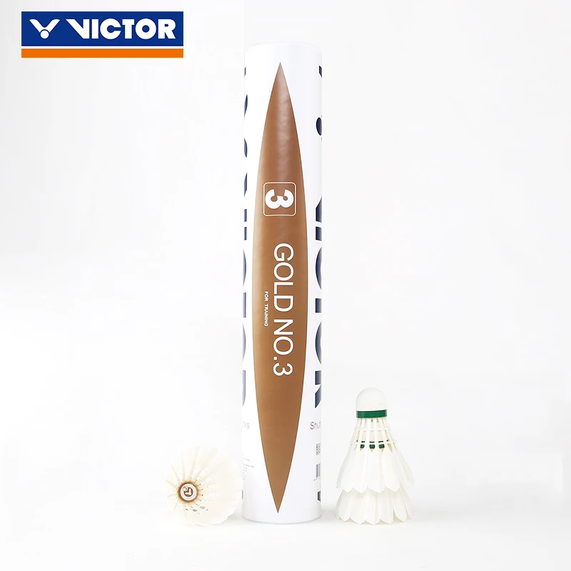 Original Victor Badminton Shuttlecock Gd3 High Level Gold For Tournament Shuttlecocks Feather Shuttlecock Ball 12pcs/tube