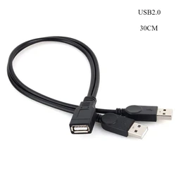 Dual USB Female Splitter Extension Cable with USB A Male Adapter (USB2.0)