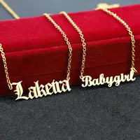 Old English Stainless Steel Personalized Private Custom Necklace Name Number Clavicle Chain Female Pendant Accessories Necklace