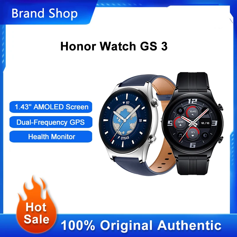 

Honor Watch GS 3 SmartWatch Dual-Frequency GPS Blood Oxygen Monitor 1.43'' AMOLED Screen Fitness Bracelet Global Version