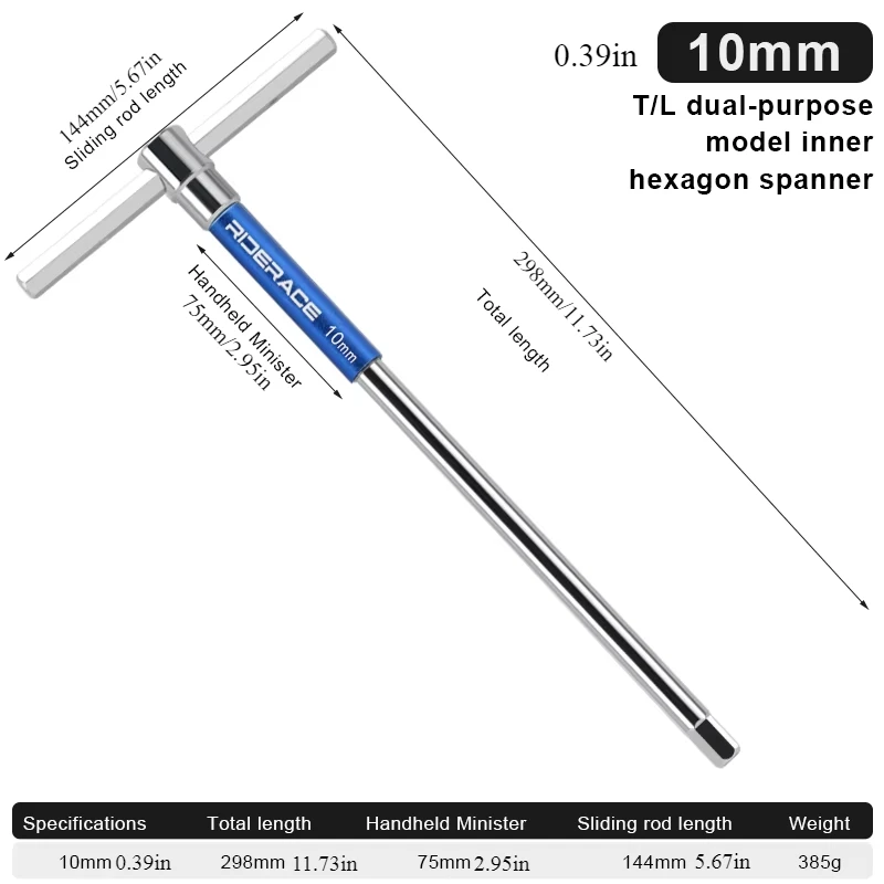 Professioneller Fahrrad-Inbusschlüssel Verlängerter T-förmiger Schraubenschlüssel Robustes Langlebiges Fahrrad-Reparaturwerkzeug 2/2,5/3/4/5/6/8/10mm – Detail 11