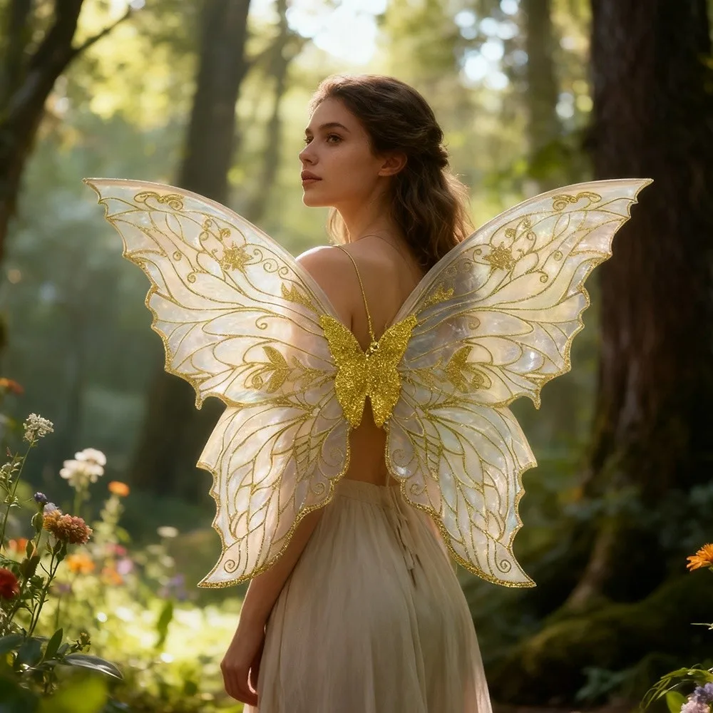 Cute Princess Angel Wing Fairy Wings Organza Dress UP Butterfly Wings Sparkling Elf Cosplay Wing Party Props