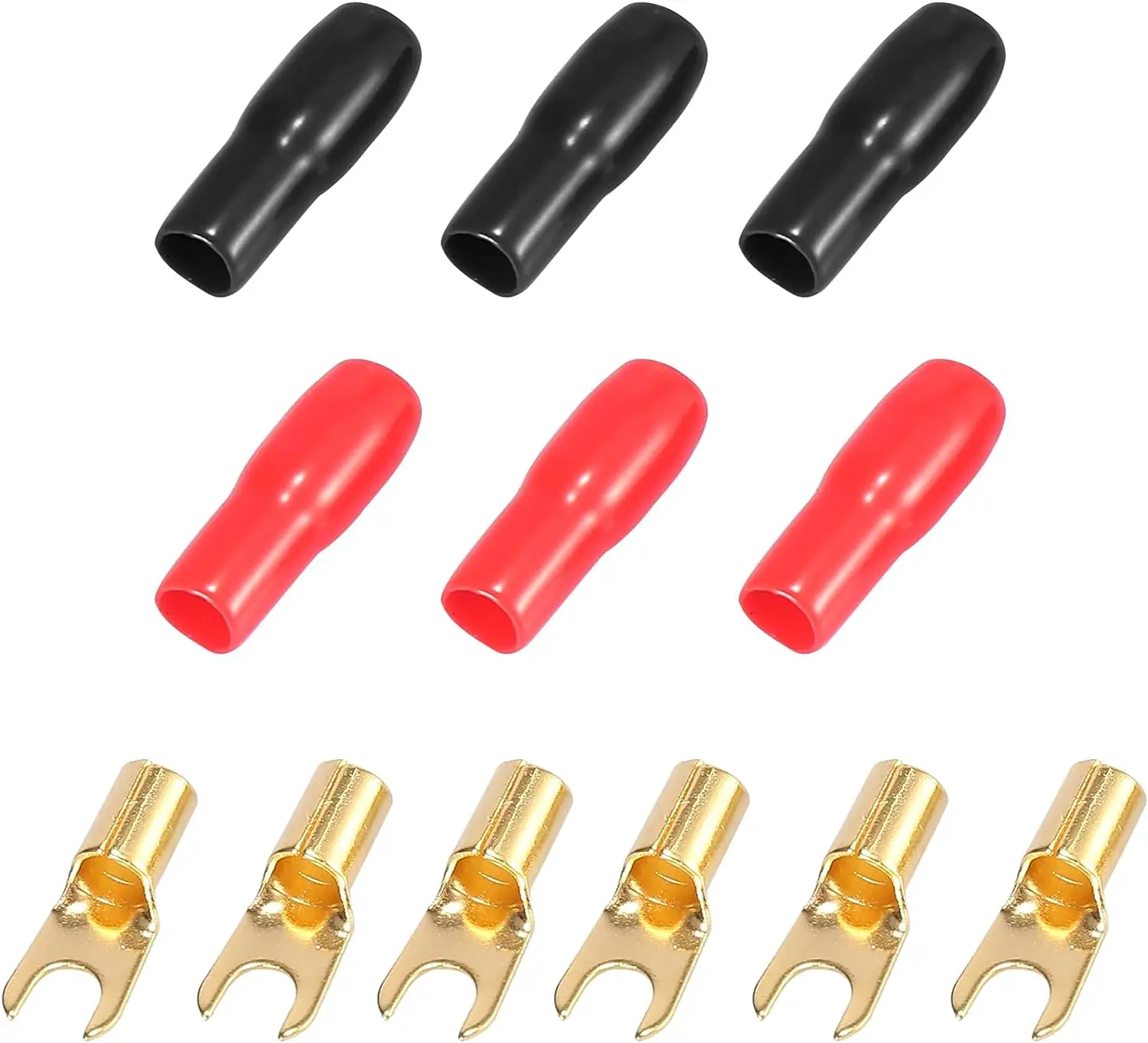 

3 Pair Car Auto 8 Gauge Strip Spade Terminal Adapter U Type Crimp Terminal Connector for Speaker Wire Cable Black Red