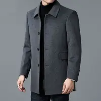 Manteau coupe-vent en laine Double face moyen et Long pour hommes, veste en laine à revers quatre saisons 2