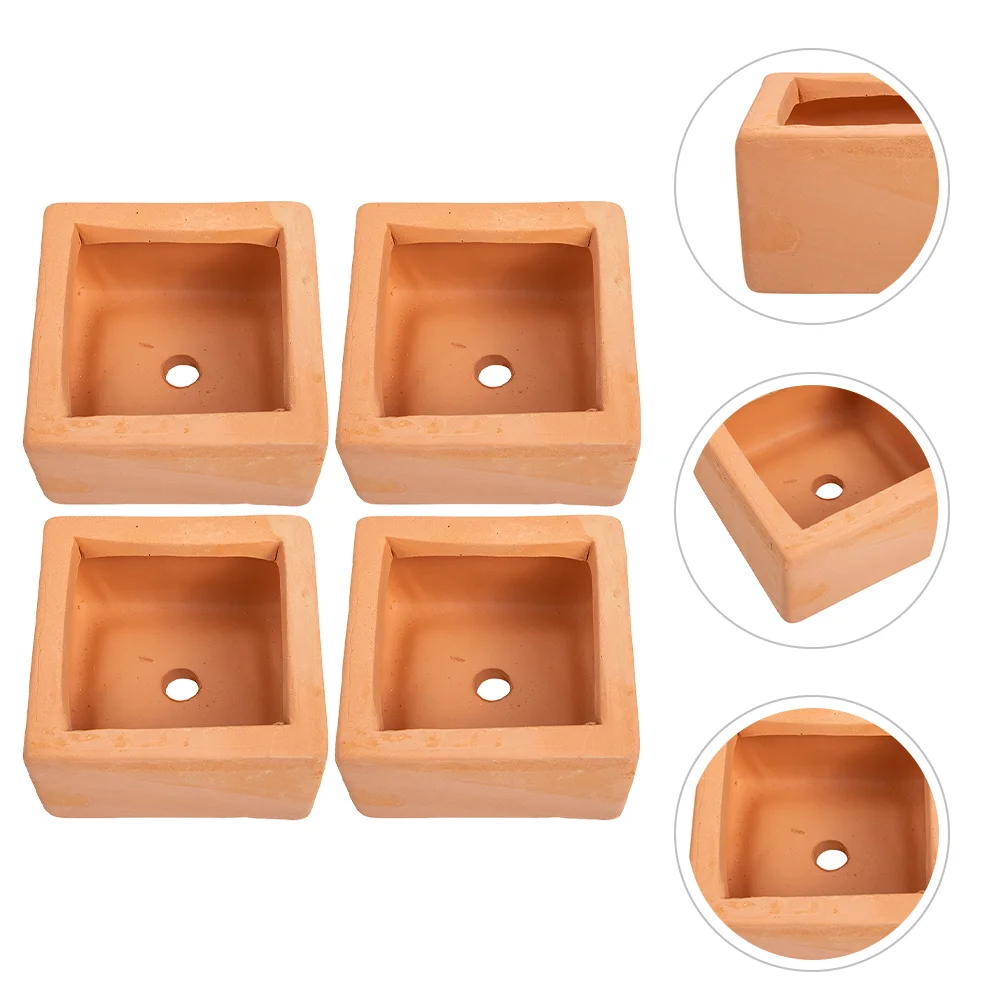 

4Pcs Terracotta Pot Clay Flowerpot Mini Nursery Pot Thickened Plant Nursery Pots Flower Containers