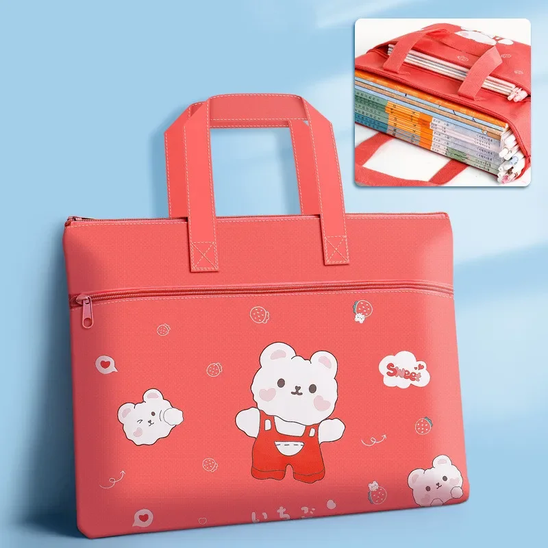 

Portable Information Bag Student A4 file bag cute pencil case Cartoon cloth tuition bag School supplies storage bag kid handbag
