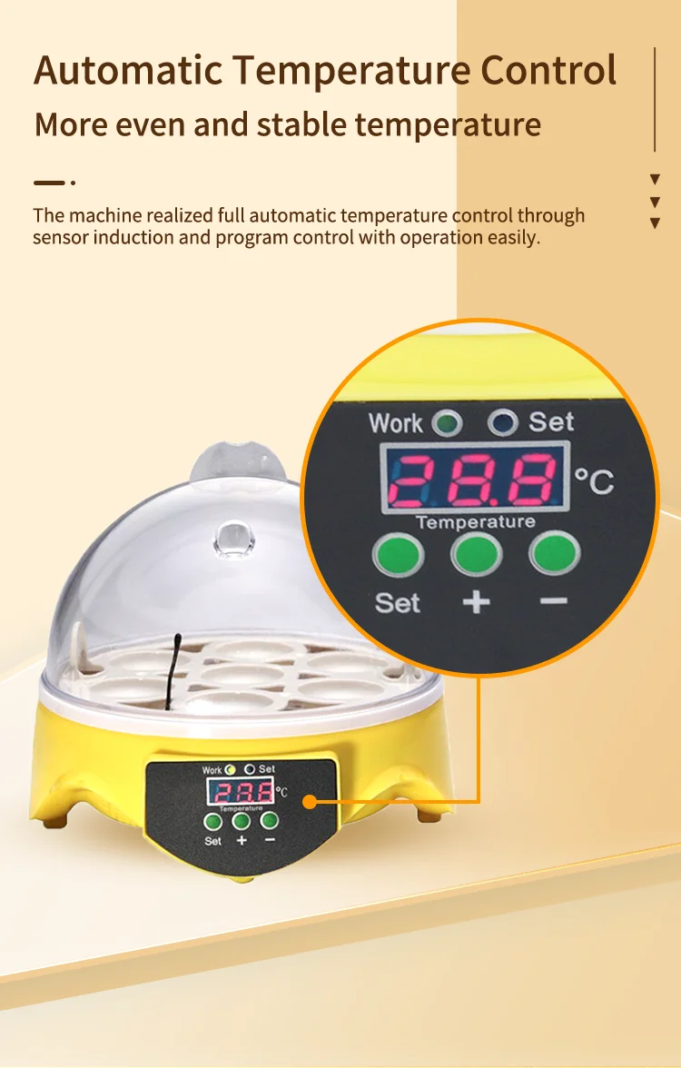 Description Picture 4 of item7 eggs Incubato Small Household Chicken, Duck, Turtle and Bird Egg Incubator Automatic Temperature Control Intelligent Incubator