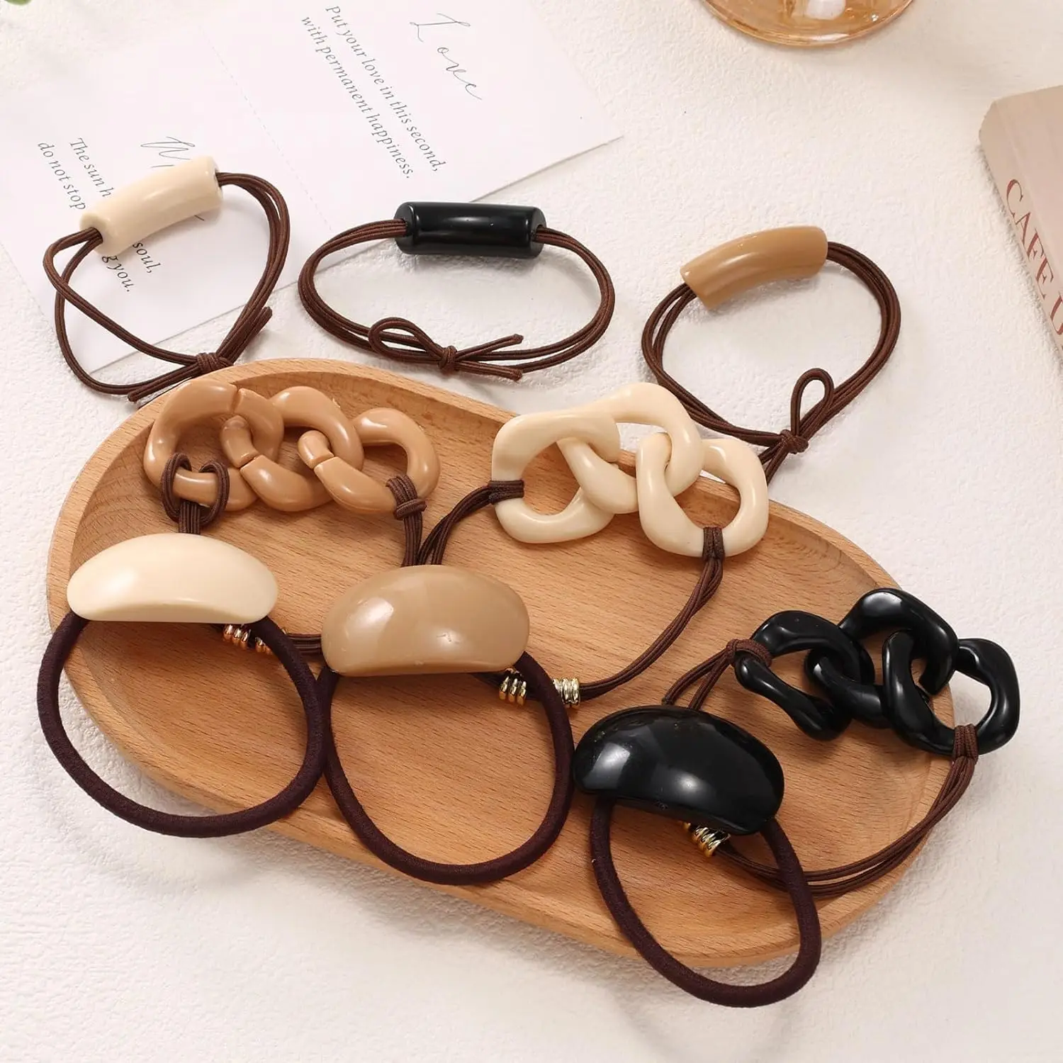 9/12Pcs Fashion Chain Link Acrylic Hair Rope For Women Simple Geometric Hairband Elastic Rubber Band Scrunchies Hair Accessories special box link for ms tanya order of acrylic 20pcs single square box 36pcs 9 holes square 36pcs 9 holes round box