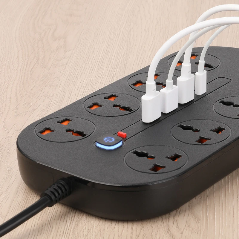 Universal Power Strip with Surge Protection, USB and Type-C Ports, and 8 Outlets
