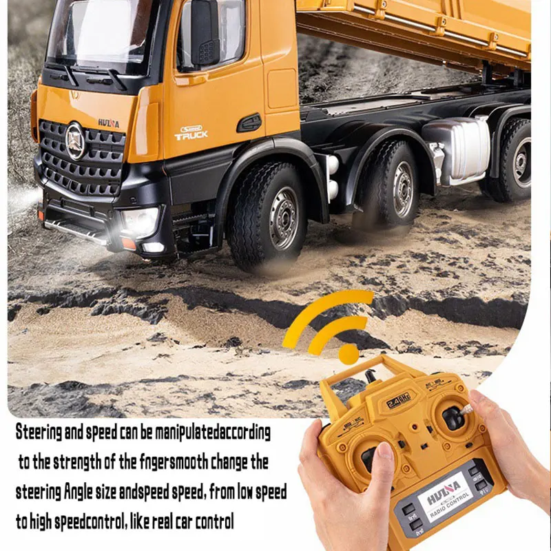 Huina 1536 Rc Legering Dump Truck 1:18 Engineering Voertuig Heftruck Zware Tractor Afstandsbediening Auto Speelgoed Voor Jongens 5