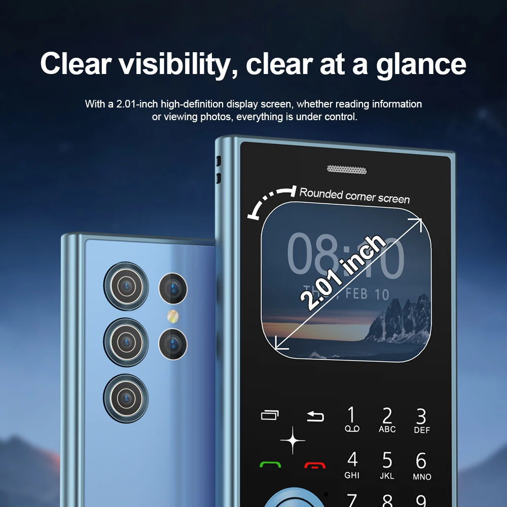 SERVO V8 Mini Mobile Phone 2.01" HD Round Screen Dual SIM Card Speed Dial Magic Voice FM Radio Flashlight Small Cellphone Type-C 4
