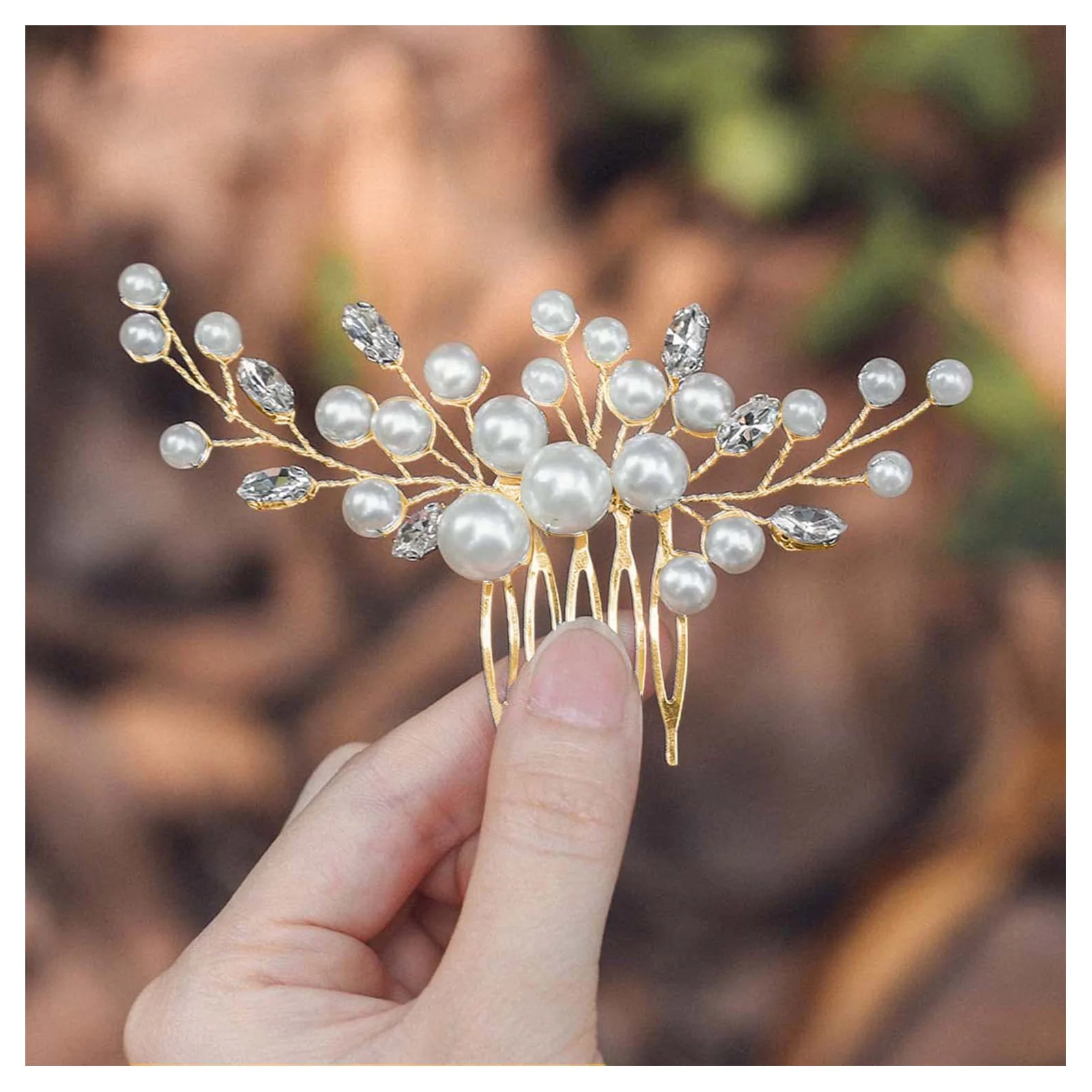 Bride Pearls Hair Side Comb Clips Women Luxury 5-Teeth Metal Comb Barrette Per Princess Party Favors Accessori