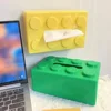 New Creative Building Blocks With Spring Tissue Box Wall-mounted Perforation-free Paper Holder Bathroom Face Towel Box Organizer 6