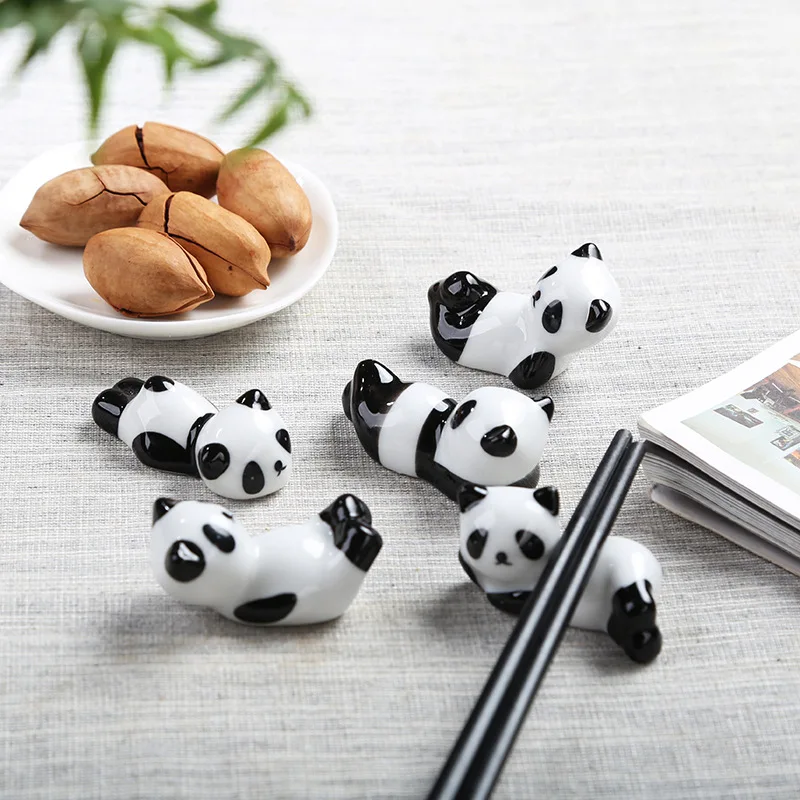 

Ceramic Panda Chopstick Art Craft Kitchen Utensil Storage Rack Cartoon Spoon Fork For Home Kitchens Restaurants