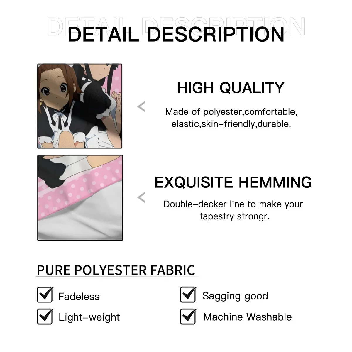 Anime Wall Hanging Tapestry Japan Kawaii K-ON! Room Decor Aesthetic Decorative Cartoon Photo Background Cloth Table tapestry decor