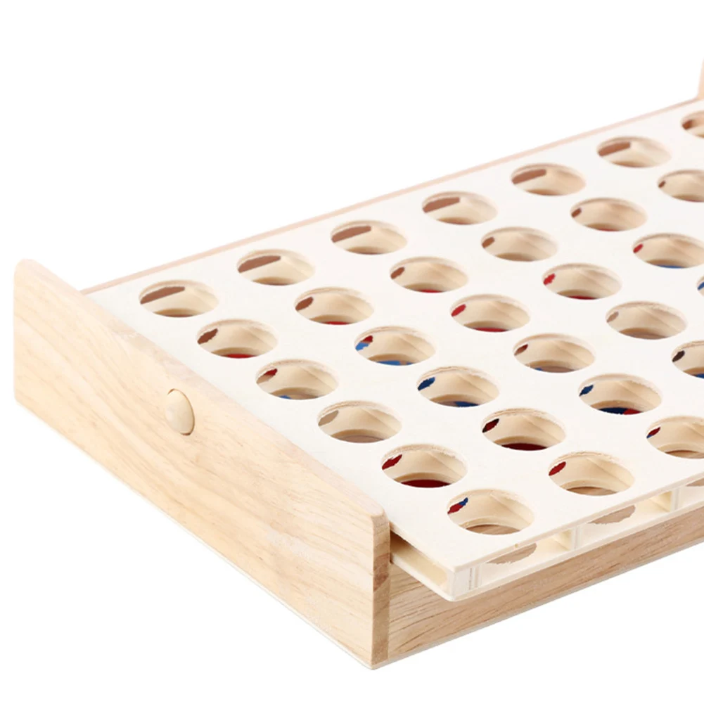 4 in A Row Wooden Connect Board Game Wood Connect Game Four in A Row Family Board Classic Strategy for Kids and Adults