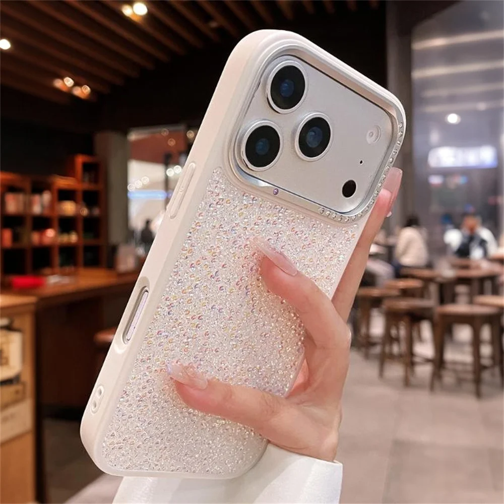 Luxurious Glitter Colorful Diamond Phone Case with Bling Lens Frame and Shockproof Protection