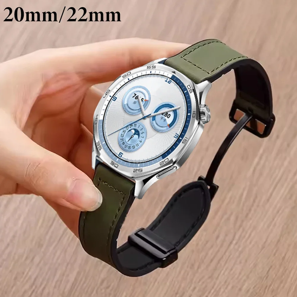 Versatile Silicone & Leather Magnetic Buckle Wristband - 22mm/20mm Bracelet