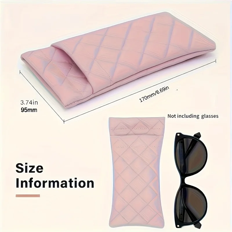 Soft Touch Quilted Leather Glasses Case - Pink and Black Design, Unisex Protective Travel Bag