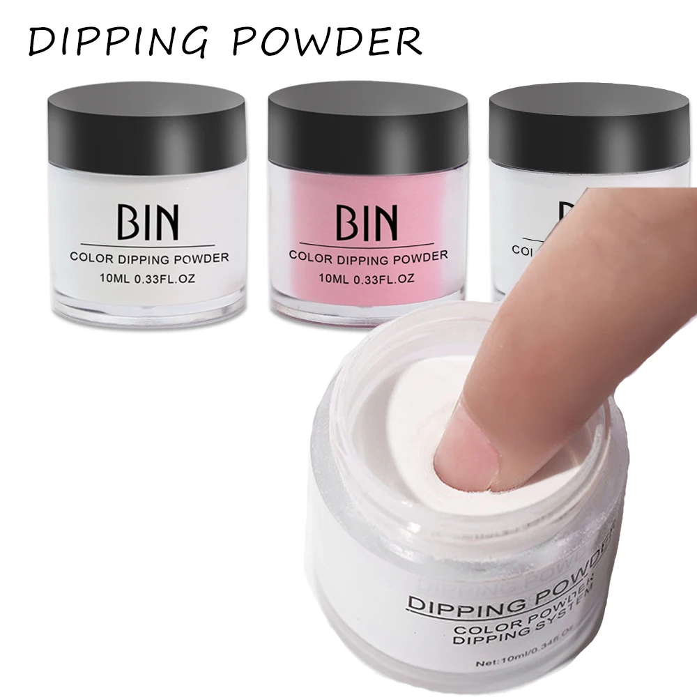 10g/Bottle 3-Base-Colors Professional Acrylic Dipping Powder Clear/White/Deep Pink Manicure DIY Convenient Nail DIPPOWDER #FA46#