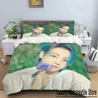 Korean Fashion Singer Group Kpop Jung Kook SUGA Jimin Bedding Set,Duvet Cover Bed Set Quilt Cover Pillowcase,King Queen Size 1
