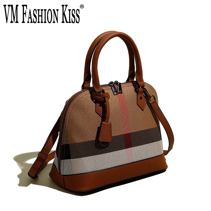 

Женская Повседневная сумка VM FASHION KISS из парусины и натуральной кожи, Классическая сумочка на плечо, мессенджер в полоску