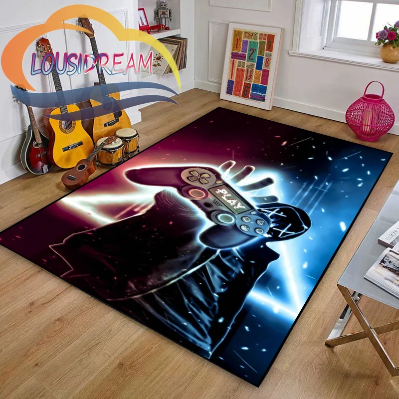 

Gamer or Game handle Playroom and Bedroom Plush Carpet Non-slip Soft Play Mat Bed Area Rug Parlor Decor