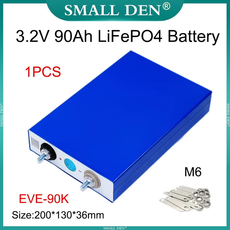 

1PCS New 90K 3.2V 90Ah LiFePO4 Rechargeable Battery 3C High Power DIY 12V 24V E-Scooter Tricycle Golf cart Inverter Solar panel