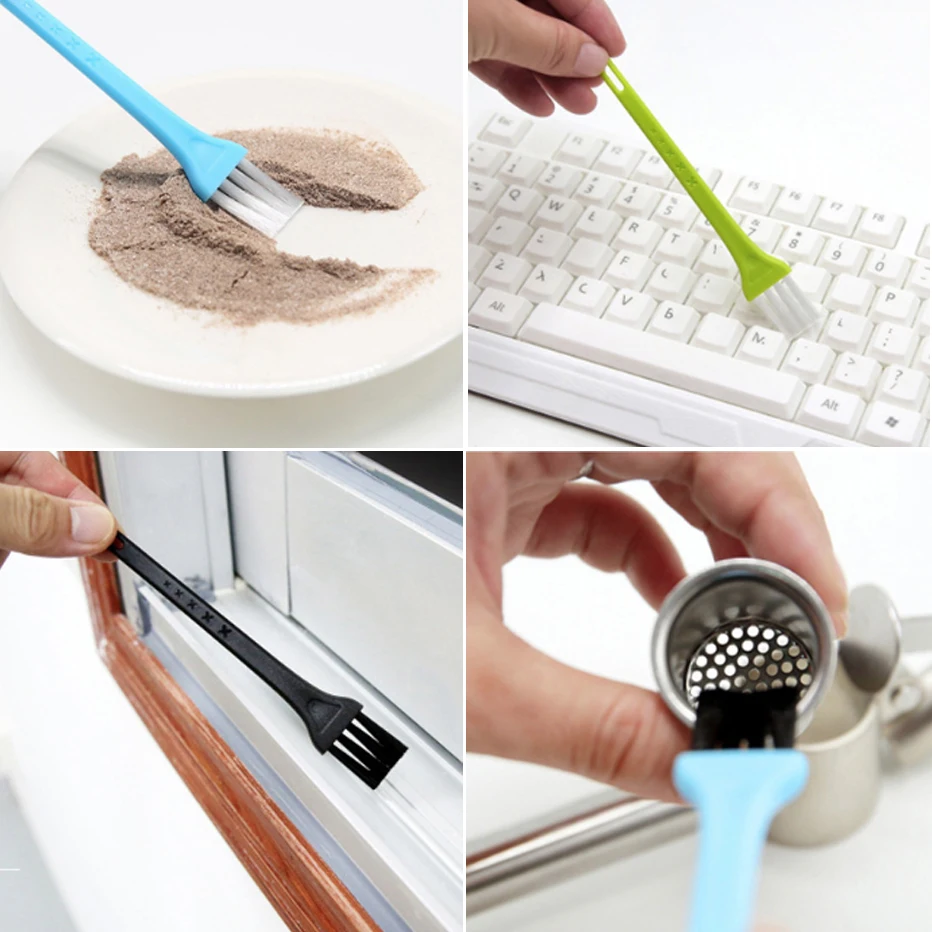 Brosse de nettoyage pour fentes de fenêtre, 2 en 1 petit espace de nettoyage  du clavier de ventilation avec mini-pelle à poussière et brosses