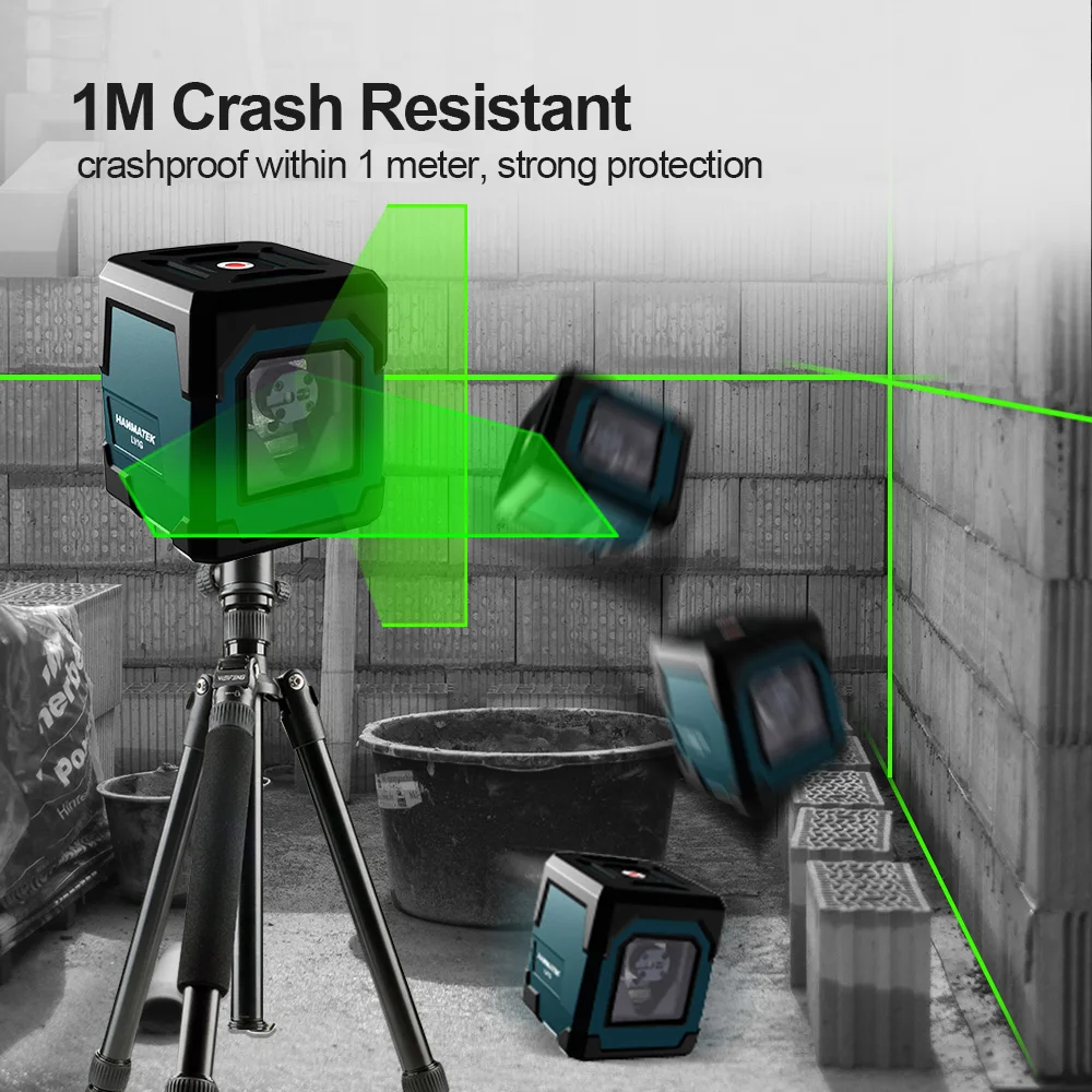Hanmatek Laser level meter 2-line automatic leveling vertical and horizontal lines green red beam