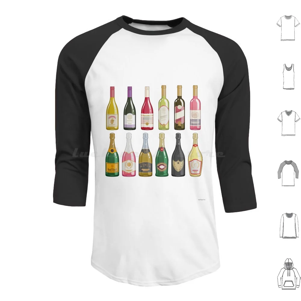 

Wine Bottles Hoodies Long Sleeve Champagne Wine Red Wine White Wine Wine Twelve Rose Sparkling Wine Drink Summer Moscato