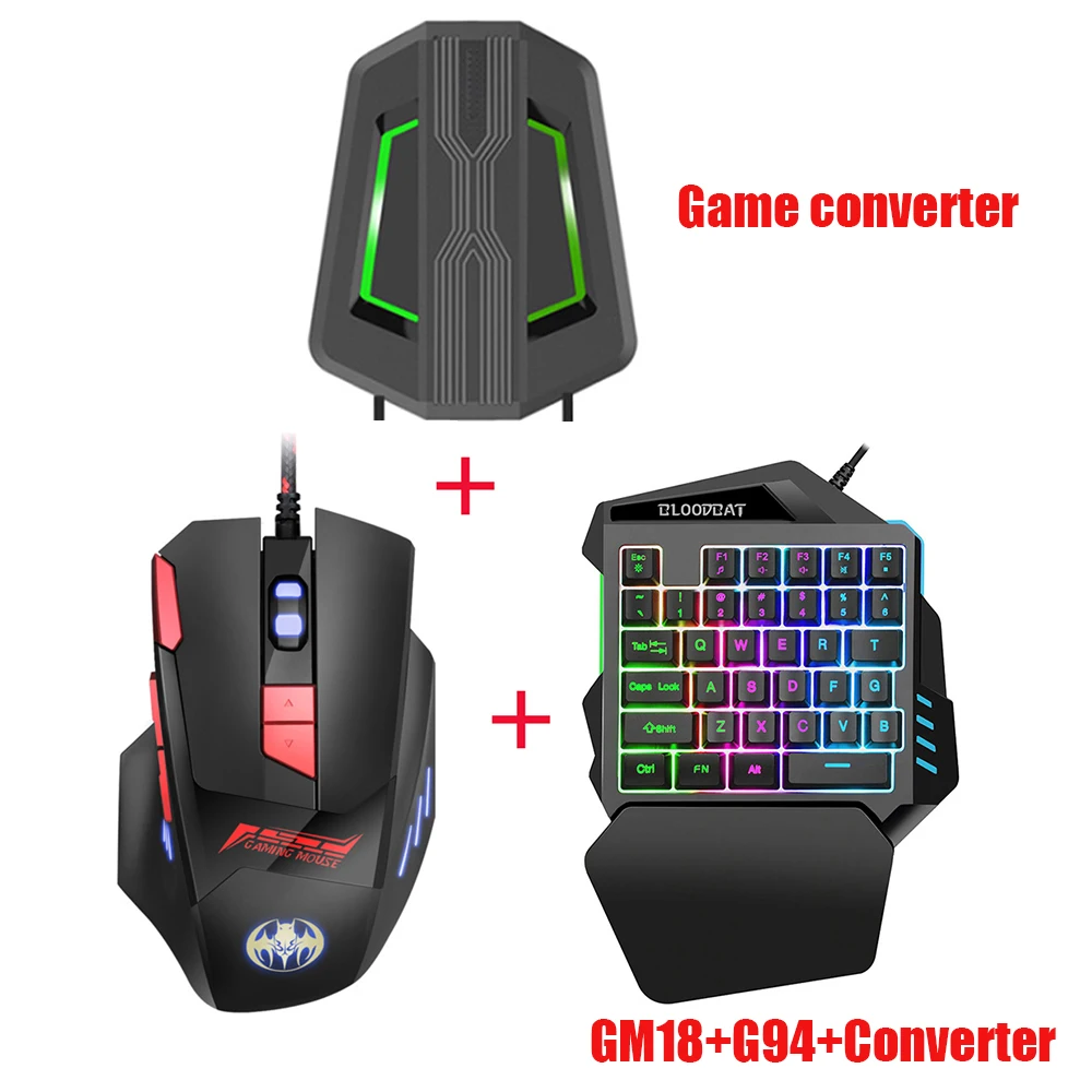 Combo de Mouse e Teclado Rgb de Uma só Pessoa com Conversor com Fio Usb 35 Teclas 6400 Dpi Xbox One Ps4 Switch Ps3 pc