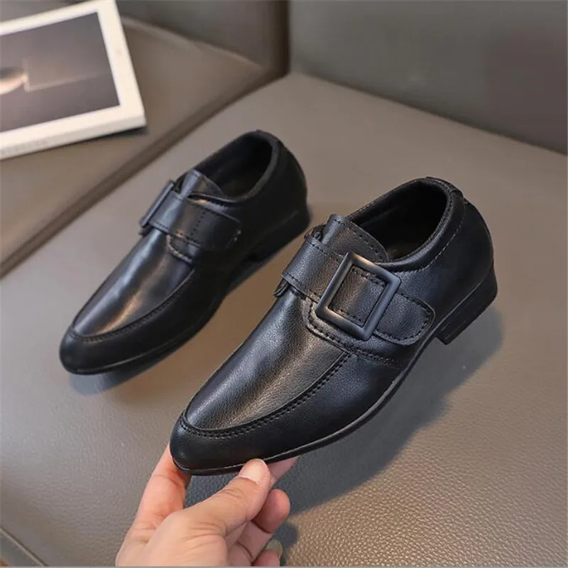 Boy Performance Shoe Pointed Toe Children Leather Casual Shoe Black Boy Girl Kids Wedding