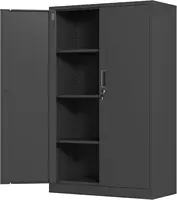 Tool cabinet Metal Storage Cabinet with Locking Doors and 3 Adjustable Shelves 53.5-Inch Lockable Storage Cabinets Black 1