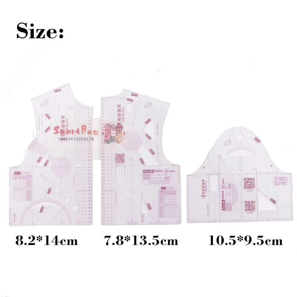 1:3 Fashion Ruler Pattern Making School Teaching Tools for Doll, Small Clothing Pattern Drafting Tools Tailor Sewing Supplies