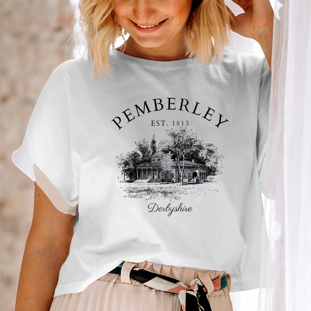 [Out of Print] Jane Austen / Pride and Prejudice - Pemberley Women's Relaxed Fit Tee (Heather White) - 高慢と偏見 リラックス フィット Tシャツ pride-and-prejudice-pemberley-