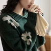French Style Vintage Autumn Winter New Women Sweaters Pullovers Lapel Jacquard Weave Fashion Loose Thicken Long Sleeve Knit Tops 3