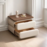 Cream Style Bedside Table Space Saving Design Trendy Simple Nightstands Storage Drawers Mesita De Noche Bedroom Furniture 3
