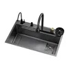 Multifunctional Stainless Steel Kitchen Sink Nano Flying Rain Waterfall Black Handmade Large Single Tank Vegetable Washing Basin 5