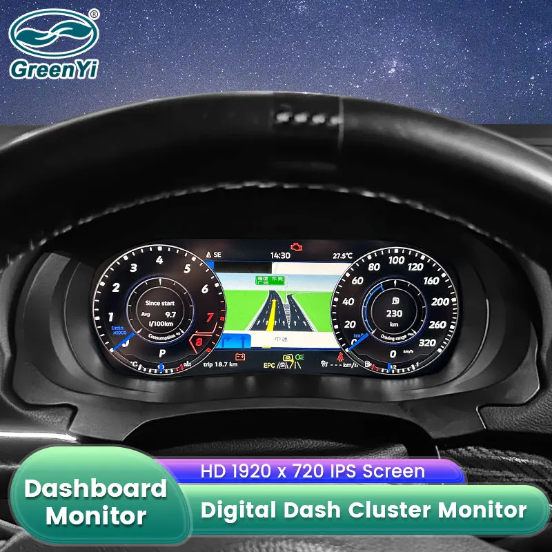 GreenYi 10.3" Screen Vehicle Speedometer MultiMedia Digital Dashboard