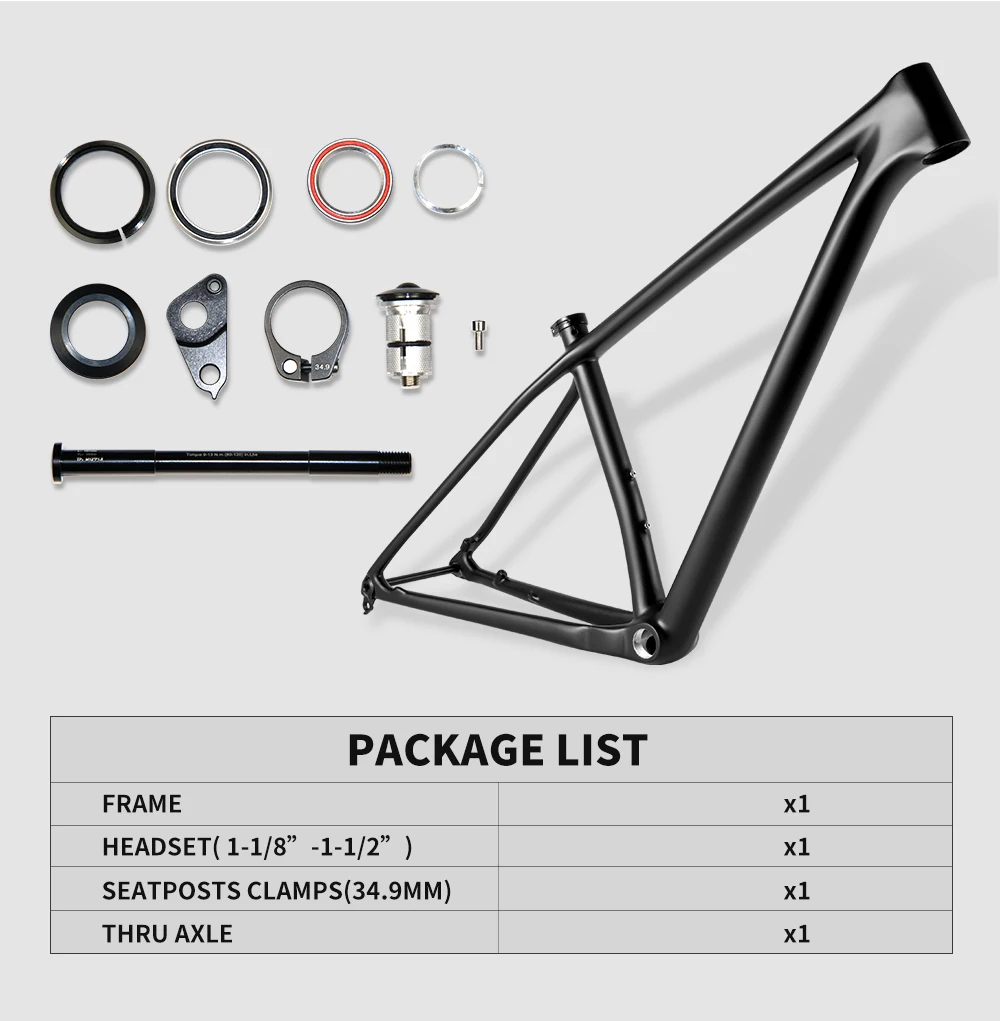 MTB Carbon Fiber Mountain Bike Frame 29er S/M/L Size T1000 Carbon Fiber