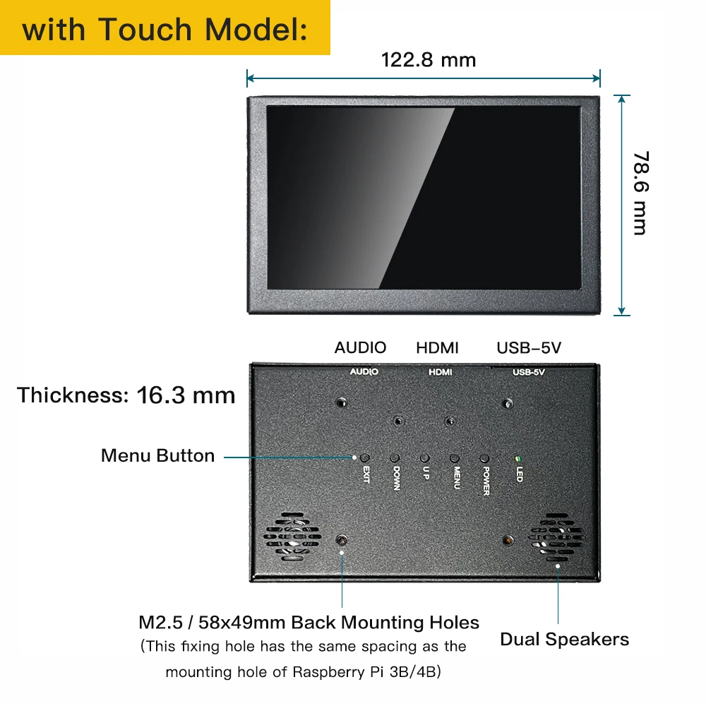 IPS ޴ 5 ġ ġ ũ ̴ 5 Ʈ  LCD ġ ũ г, 800x480 Ǯ HD HDMI ̹ , PC ÷