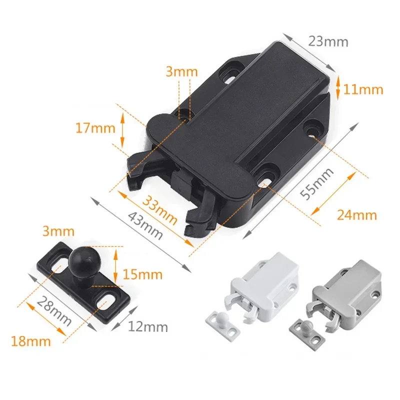 4*Push To Open Catch Door Latch Kitchen Cabinet Touch Release Drawer Cupboard Home Lock Latches Bolts Tool Hardware