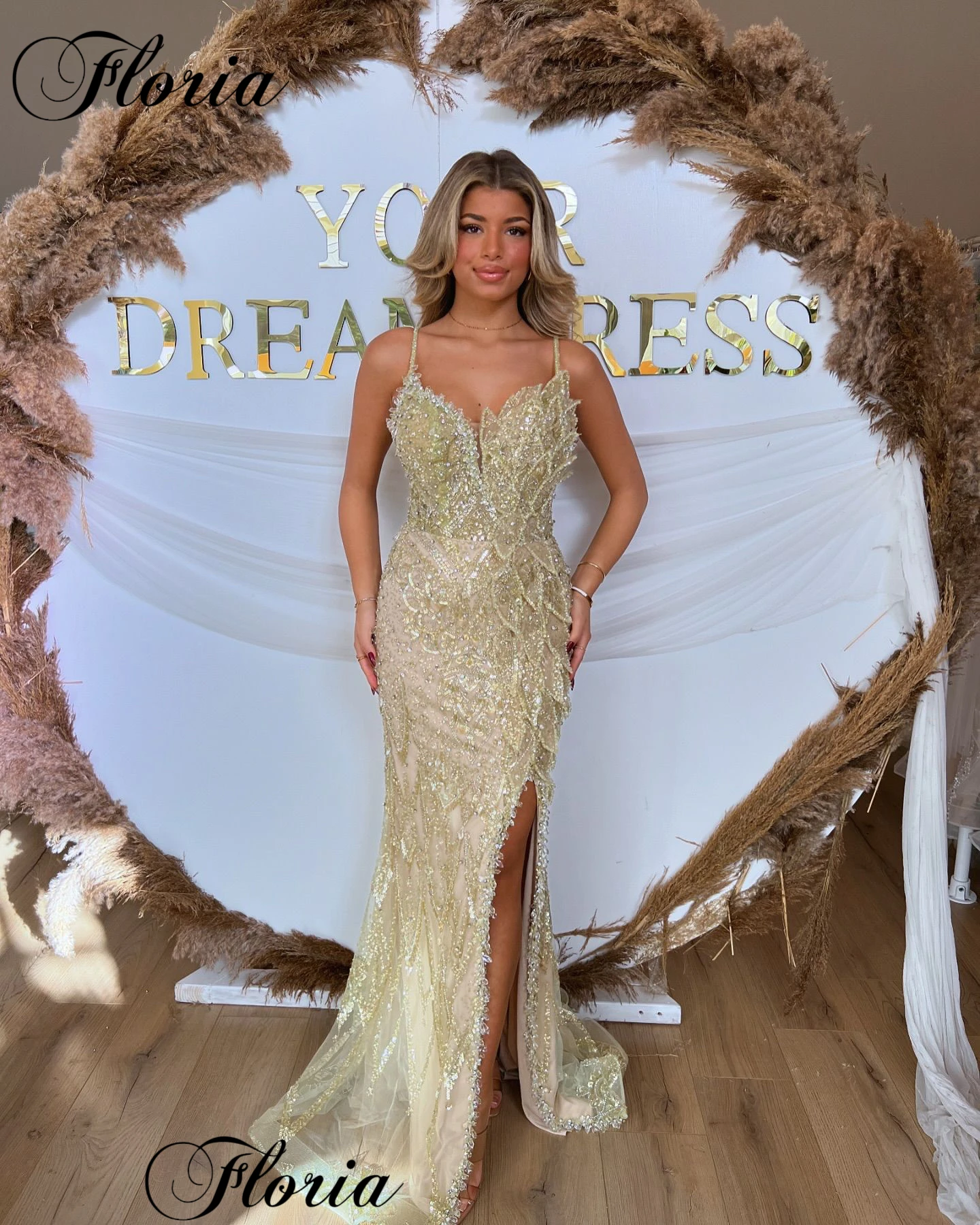 Sexy Spaghetti Side-Slit Mermaid Cocktail Prom Party Women Evening Gowns