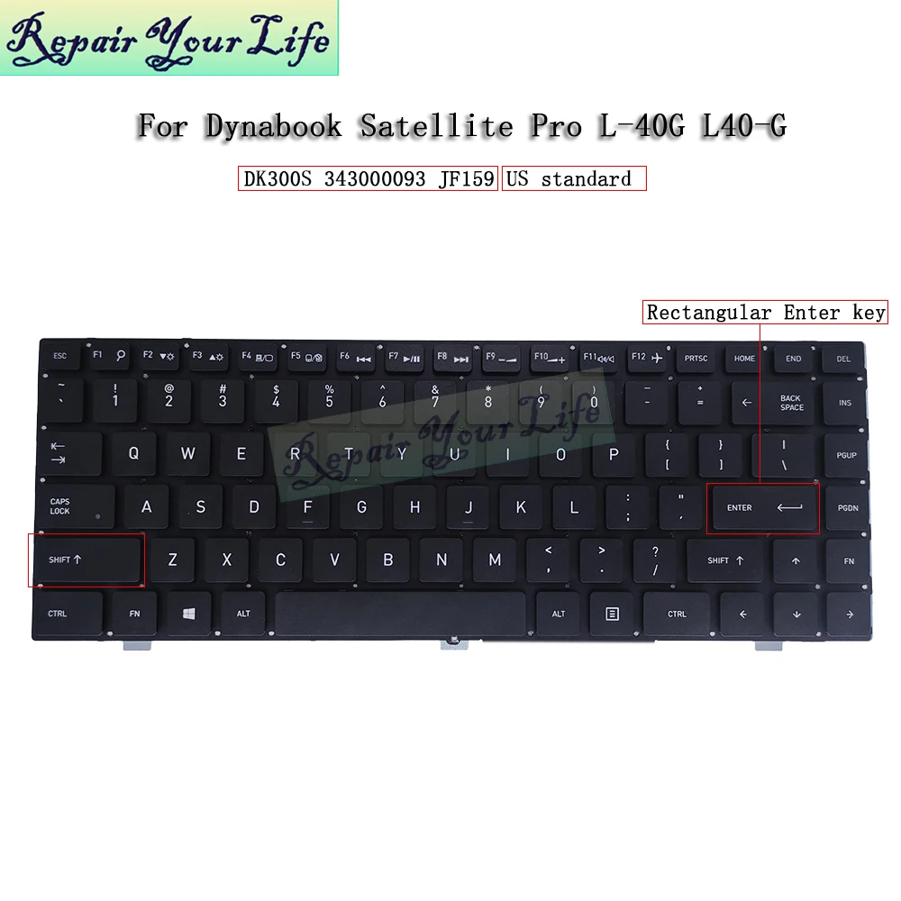 Teclado para Notebook Toshiba Dynabook Satellite Pro L40g us Inglês Pro L40-g Dk300s 343000093 Jf159 Eua Novo - Imagem 2