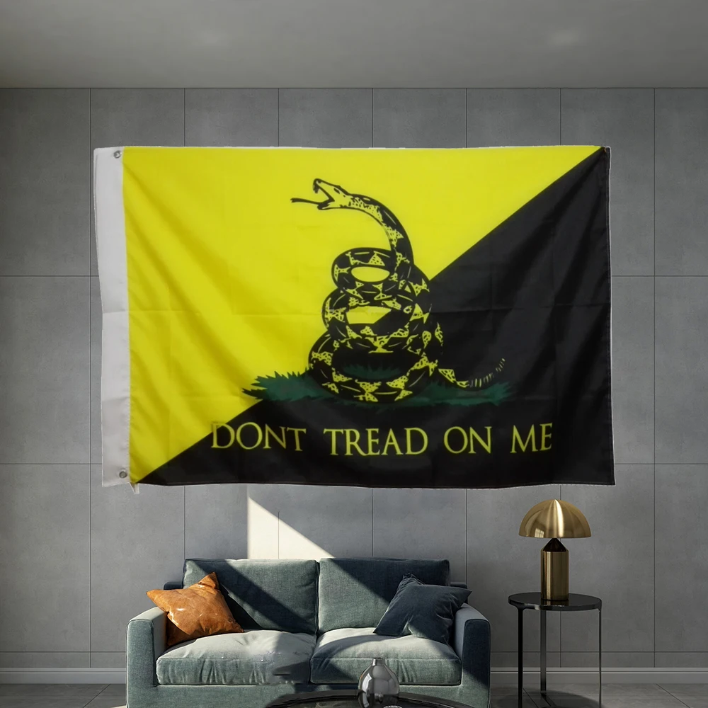Don't Tread On Me Garden Flag Yellow Blackground