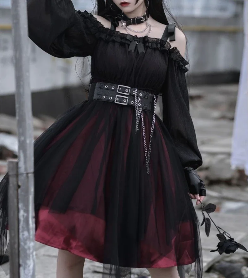 abito-vintage-gotico-in-rete-nera-lolita-retro-goth-donna-slash-neck-vita-alta-fata-principessa-abiti-da-festa-punk-scuro-streetwear